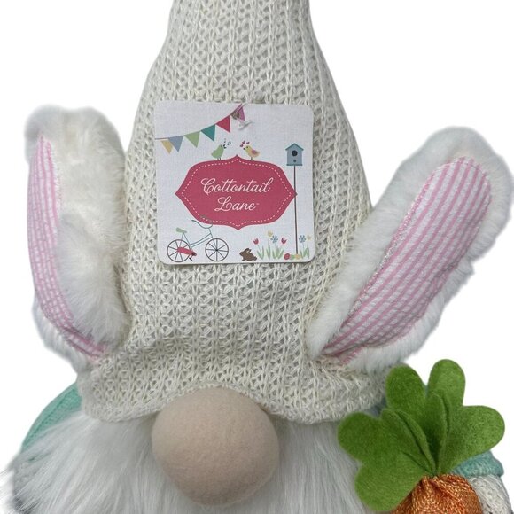 Cottontail Lane Easter Bunny Gnome Chubby Carrot Plush Decor 12in Spring Rabbit - Picture 2 of 9
